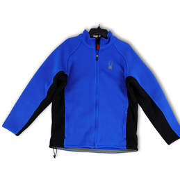 Mens Black Blue Mock Neck Pockets Long Sleeve Full-Zip Sweater Size XL