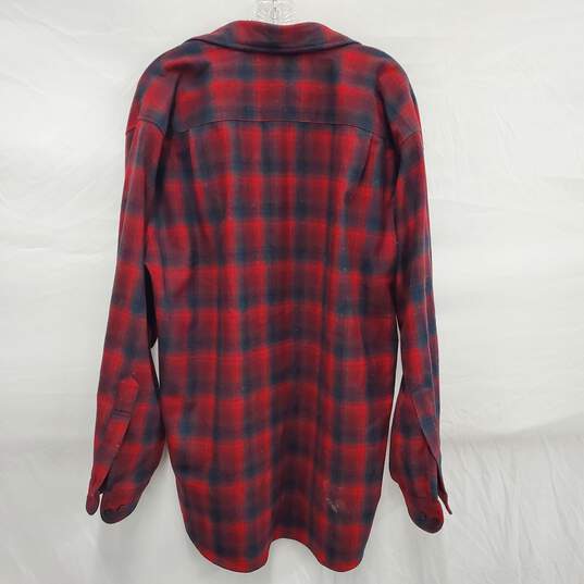 VTG Pendleton MN's Virgin Wool Red Plaid Long Sleeve Shirt Size XL image number 2