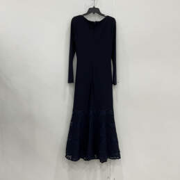 Womens Blue Long Sleeve Surplice Neck Lace Trim Long Mermaid Dress Size 10 alternative image