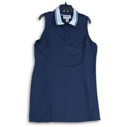 Tommy Bahama Womens Navy Blue Spread Collar Sleeveless Mini Dress Size XL