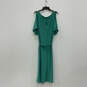 Womens Green Key Hole Neck Waist Belt Round Neck Midi Shift Dress Size P1X image number 2