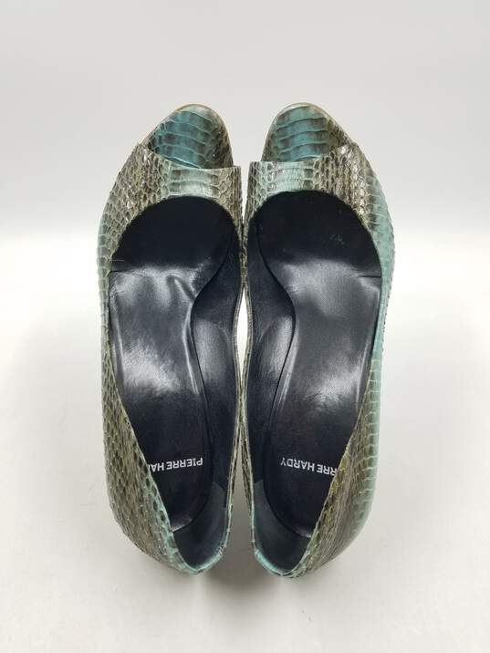 Pierre Hardy Turquoise Snakeskin Wedge Pumps W 8.5 COA image number 6