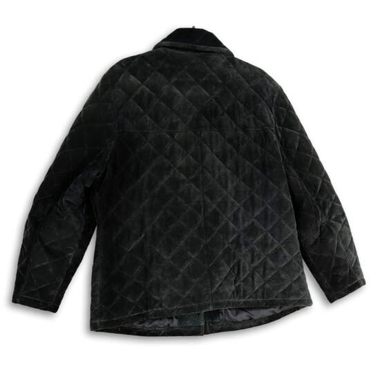 Womens Black Spread Collar Long Sleeve Button Front Quilted Jacket Size XXL image number 4