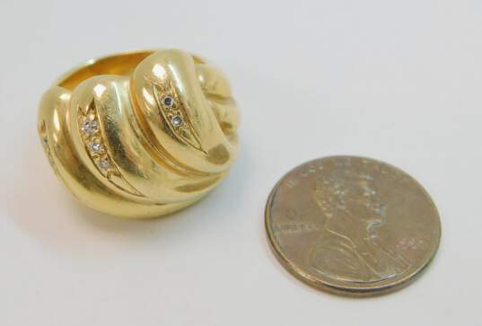 Elegant 14K Yellow Gold Diamond Accent Swirl Ring 19.0g image number 3