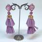 Designer Kendra Scott Gold-Tone Purple Stone Tassels Dangle Droop Earrings image number 1