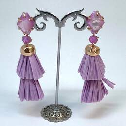 Designer Kendra Scott Gold-Tone Purple Stone Tassels Dangle Droop Earrings