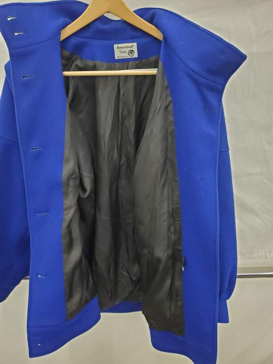 Men's International Scene Blue Button up Wool Coat Used Size-15/16 image number 4