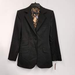 NWT Womens Black Long Sleeve Collared Single Breasted Blazer Jacket Size 42