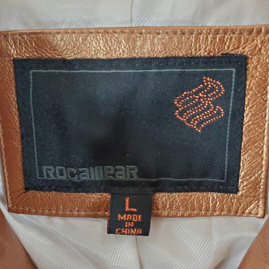 Roca Wear Women Bronze/Gold Leather Jacket Sz L image number 2