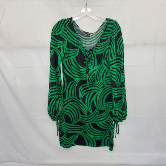 I.N.C. Green & Black Patterned Pullover Dress WM Size S image number 1