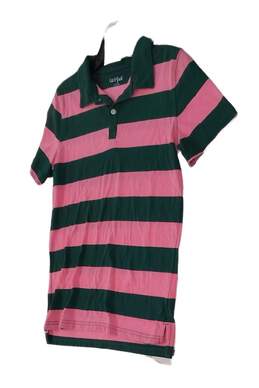 Kids Pink Green Striped Short Sleeve Polo T-Shirt Size Large (12/14) alternative image
