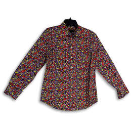Womens Multicolor Floral Long Sleeve Spread Collar Button-Up Shirt Size M