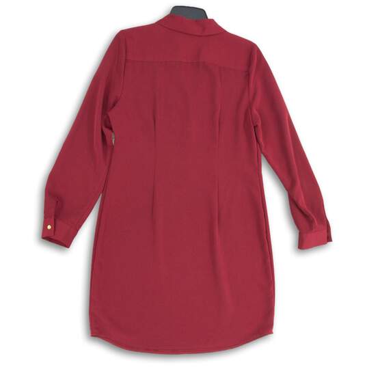 The Limited Womens Red Collared Long Sleeve Henley Neck Shirt Dress Size Medium image number 2