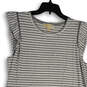 Womens Gray White Striped Round Neck Knee Length Shift Dress Size XL image number 3
