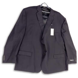 NWT Mens Black Long Sleeve Notch Lapel Pockets Two Button Blazer Size 60R
