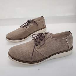 TOMS Men's Preston Toffee Coated Linen Lace Up Shoes Size 8.5