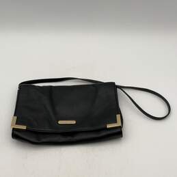 Michael Kors Womens Black Gold Leather Strap Inner Pocket Crossbody Bag Purse