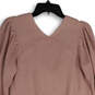 Womens Pink Knit V-Neck Long Sleeve Ribbed Pullover Sweater Size Small image number 4