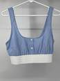 Womens Blue Striped Smocked Button Front Cropped Tank Top Sz S T-0528929-C image number 1