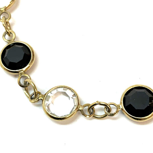 Designer Swarovski Gold-Tone Black Clear Bezel Crystal Link Chain Bracelet image number 3