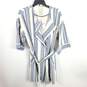 Anthropologie Women Blue Striped Linen Coat XS NWT image number 1