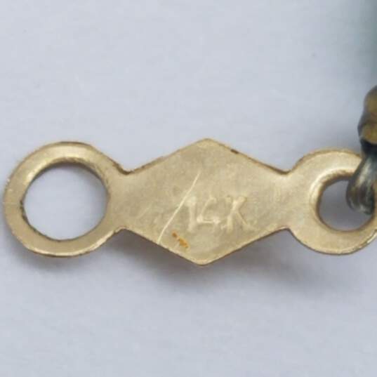 14K Gold Green Gemstone Carved Flower Bracelet 4.0g image number 5