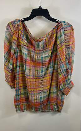 NWT Vertigo Womens Multicolor Geometric Polyester 3/4 Sleeve Blouse Top Size XL