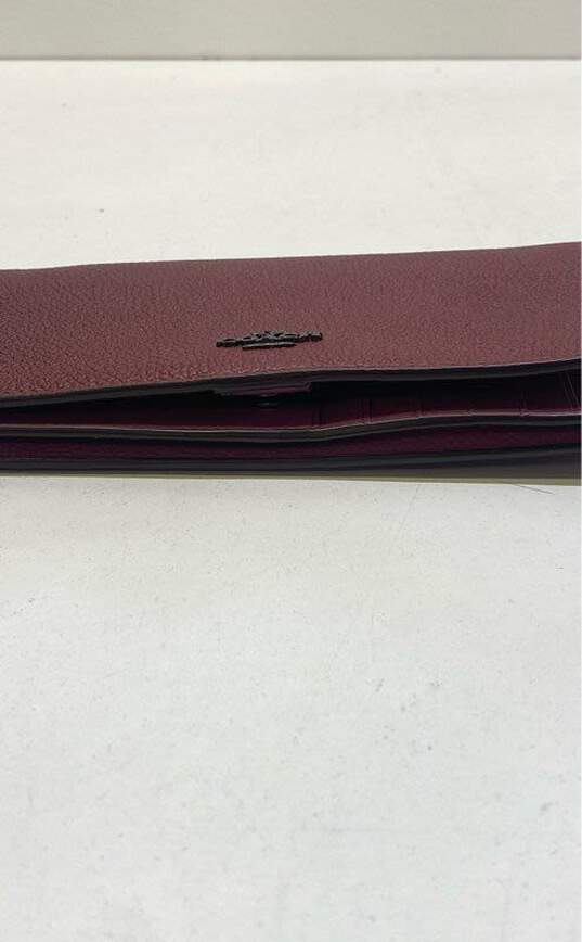 Coach Pebble Leather Slim Bifold Wallet Deep Red image number 3