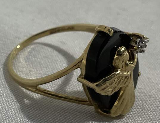 10k Yellow Gold Black Onyx Angel Ring image number 3