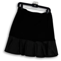 Womens Black Side Zip Regular Fit Knee Length A-Line Skirt Size Medium
