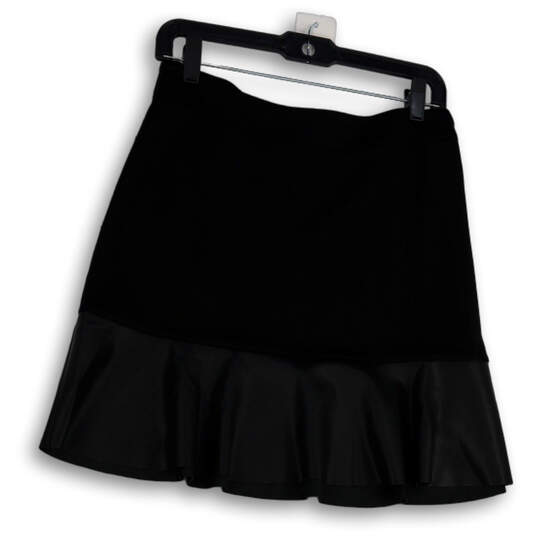 Womens Black Side Zip Regular Fit Knee Length A-Line Skirt Size Medium image number 1