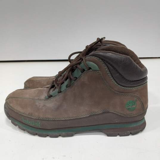 Timberland Men's Brown And Green Leather Hiking Boots Size 10.5 M image number 3