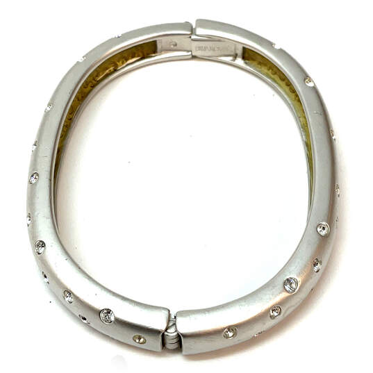 Designer Swarovski Silver-Tone Clear Rhinestones Hinged Bangle Bracelet image number 2