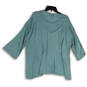 NWT Womens Green Knitted V-Neck Long Sleeve Winter Pullover Sweater Size 2 image number 2