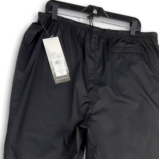 NWT Womens Black Elastic Waist Pockets Straight Leg Rain Pants Size XL image number 2