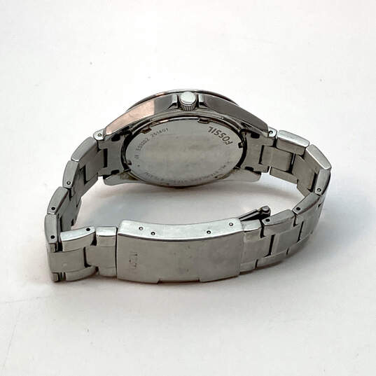 Designer Fossil Riley ES3202 Silver-Tone Rhinestone Analog Wristwatch image number 5