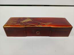 Vintage Japanese Style Lacquered Box With Bird Design