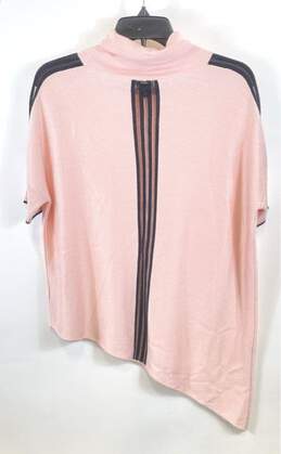 St. John Women Pink Asymmetrical Mock Neck Sweatshirt M alternative image