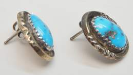 Artisan 925 Southwestern Style Turquoise Post Earrings 4.2g