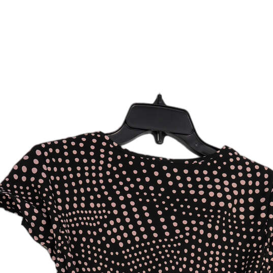 NWT Womens Black Pink Polka Dot Short Sleeve V-Neck A-Line Dress Size 10P image number 4