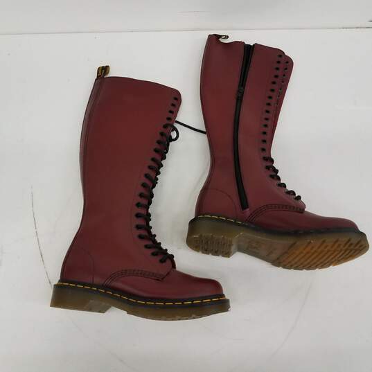 Dr. Martens Tall Red Leather Boots Size 5 image number 2