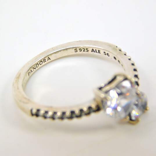 Romantic 925 Sterling Silver Pearl & Beaded Chain Necklaces & Bracelet Pearl CZ Hoop Earrings Love Rose & Heart CZ Rings 17.5g image number 6