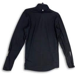 Mens Black Mock Neck 1/4 Zip Long Sleeve Activewear Pullover T-Shirt Size S alternative image