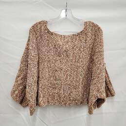 Free People WM's Scoop Neck Wool Blend Cropped Teri Cloth Brown Sweater Size XS alternative image