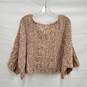 Free People WM's Scoop Neck Wool Blend Cropped Teri Cloth Brown Sweater Size XS image number 2