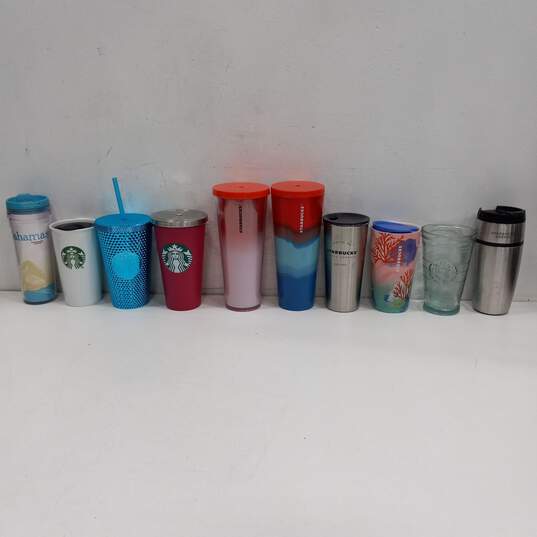 Bundle of 10 Assorted Starbucks Travel Cups image number 1