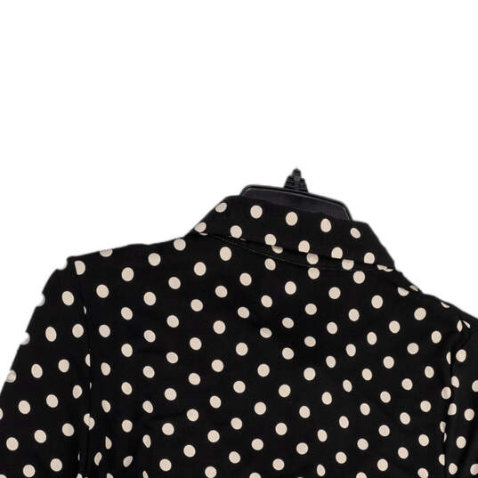 Womens Black White Polka Dot Long Sleeve Spread Collar Button-Up Shirt Sz L image number 4