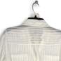 NWT Express Womens White Striped Long Sleeve Sheer Button-Up Shirt Size Medium image number 4
