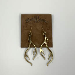 Designer Lucky Brand Gold-Tone Mule Deer Antler Classic Dangle Earrings