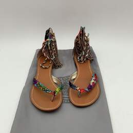 Zigi Girl Womens Multicolor Flat Ankle Strap Sandals Size 7.5 With Dust Bag